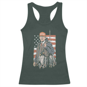 Trump Camo Duck Hunting Racerback Tank Top Hello Hunting Season US Flag TS02 Dark Forest Green Print Your Wear