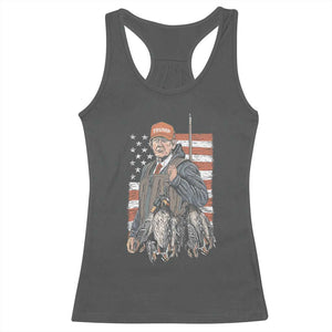 Trump Camo Duck Hunting Racerback Tank Top Hello Hunting Season US Flag TS02 Dark Heather Print Your Wear