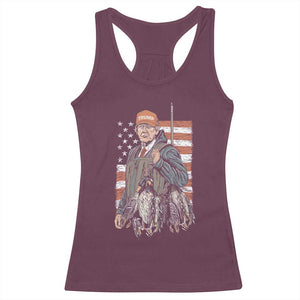 Trump Camo Duck Hunting Racerback Tank Top Hello Hunting Season US Flag TS02 Maroon Print Your Wear