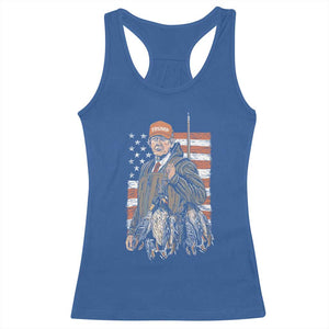 Trump Camo Duck Hunting Racerback Tank Top Hello Hunting Season US Flag TS02 Royal Blue Print Your Wear