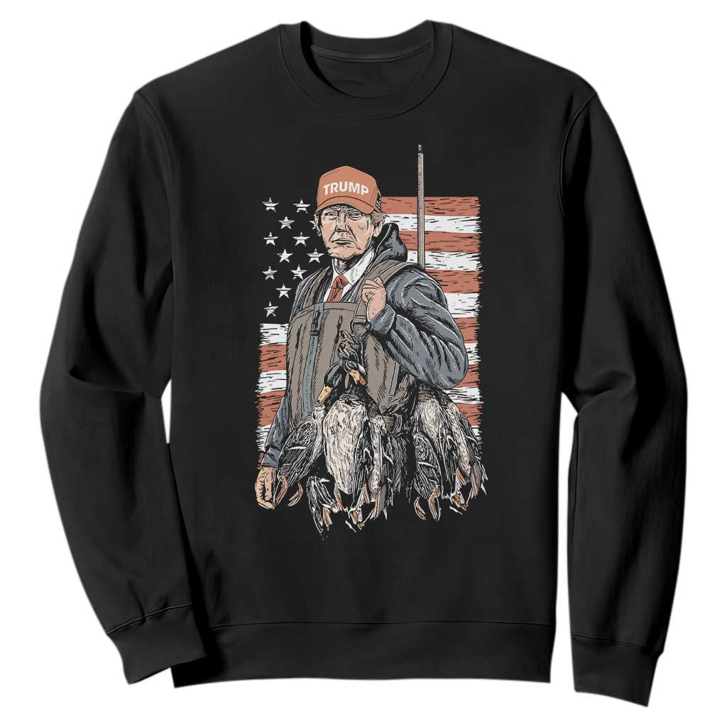 Trump Camo Duck Hunting Sweatshirt Hello Hunting Season US Flag TS02 Black Print Your Wear