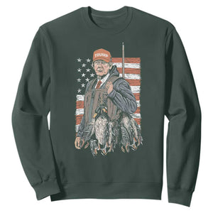 Trump Camo Duck Hunting Sweatshirt Hello Hunting Season US Flag TS02 Dark Forest Green Print Your Wear