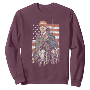 Trump Camo Duck Hunting Sweatshirt Hello Hunting Season US Flag TS02 Maroon Print Your Wear