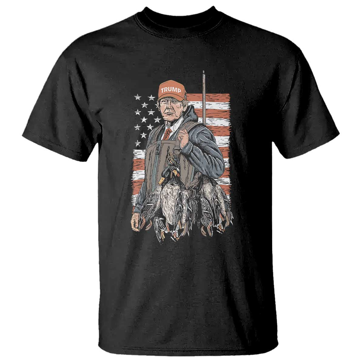 Trump Camo Duck Hunting T Shirt Hello Hunting Season US Flag TS02 Black Print Your Wear