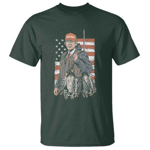 Trump Camo Duck Hunting T Shirt Hello Hunting Season US Flag TS02 Dark Forest Green Print Your Wear