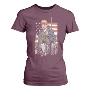 Trump Camo Duck Hunting T Shirt For Women Hello Hunting Season US Flag TS02 Maroon Print Your Wear