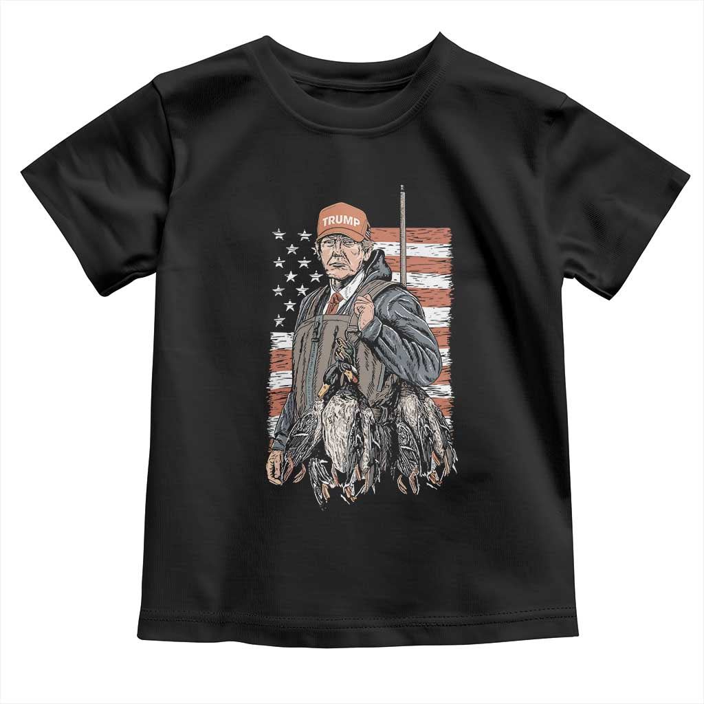 Trump Camo Duck Hunting Toddler T Shirt Hello Hunting Season US Flag TS02 Black Print Your Wear