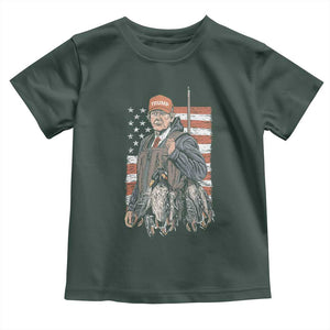 Trump Camo Duck Hunting Toddler T Shirt Hello Hunting Season US Flag TS02 Dark Forest Green Print Your Wear