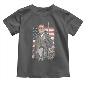 Trump Camo Duck Hunting Toddler T Shirt Hello Hunting Season US Flag TS02 Dark Heather Print Your Wear