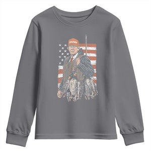 Trump Camo Duck Hunting Youth Sweatshirt Hello Hunting Season US Flag TS02 Charcoal Print Your Wear