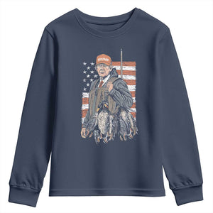 Trump Camo Duck Hunting Youth Sweatshirt Hello Hunting Season US Flag TS02 Navy Print Your Wear