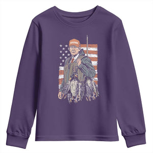 Trump Camo Duck Hunting Youth Sweatshirt Hello Hunting Season US Flag TS02 Purple Print Your Wear