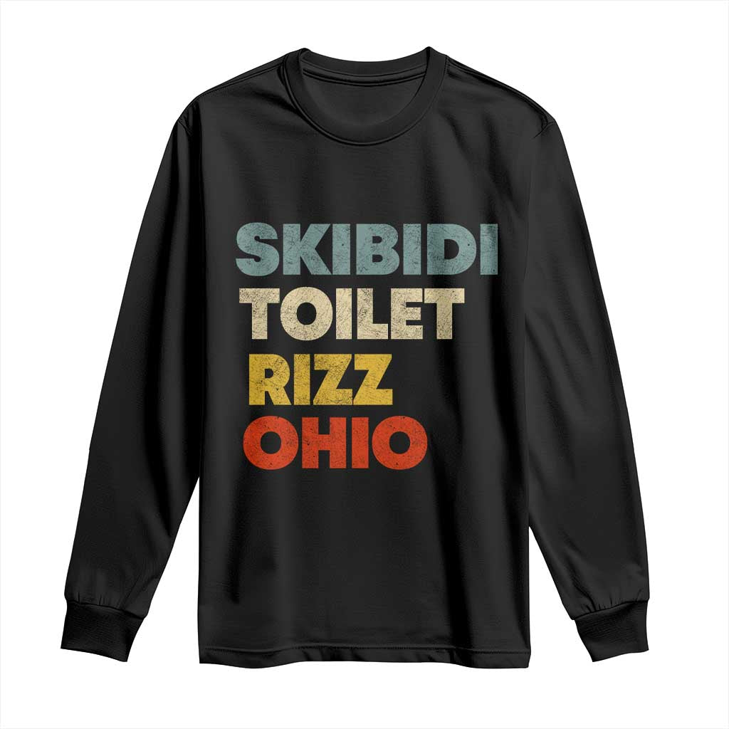 Skibidi Toilet Rizz Ohio Long Sleeve Shirt Funny Gen Alpha Slang Rizzler Game TS02 Black Print Your Wear