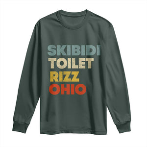 Skibidi Toilet Rizz Ohio Long Sleeve Shirt Funny Gen Alpha Slang Rizzler Game TS02 Dark Forest Green Print Your Wear