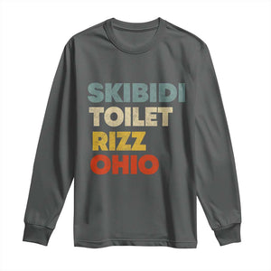 Skibidi Toilet Rizz Ohio Long Sleeve Shirt Funny Gen Alpha Slang Rizzler Game TS02 Dark Heather Print Your Wear