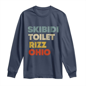 Skibidi Toilet Rizz Ohio Long Sleeve Shirt Funny Gen Alpha Slang Rizzler Game TS02 Navy Print Your Wear