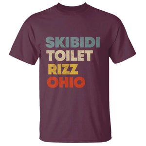 Skibidi Toilet Rizz Ohio T Shirt Funny Gen Alpha Slang Rizzler Game TS02 Maroon Print Your Wear