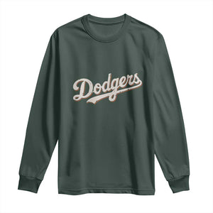 Vintage Retro Dodgers Name Long Sleeve Shirt Throwback Classic Style TS02 Dark Forest Green Print Your Wear