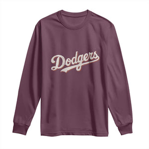 Vintage Retro Dodgers Name Long Sleeve Shirt Throwback Classic Style TS02 Maroon Print Your Wear