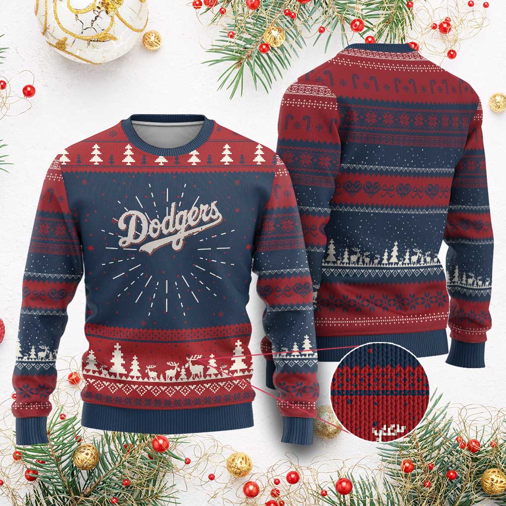 Vintage Retro Dodgers Name Ugly Christmas Sweater Throwback Classic Style TS02 Burgundy Print Your Wear