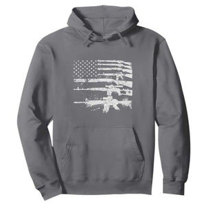 Machine Guns American Flag Hoodie For Gun Owner Lover 2A Retro Vintage TS02 Charcoal Print Your Wear