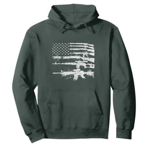 Machine Guns American Flag Hoodie For Gun Owner Lover 2A Retro Vintage TS02 Dark Forest Green Print Your Wear