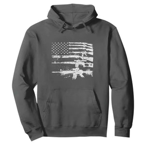 Machine Guns American Flag Hoodie For Gun Owner Lover 2A Retro Vintage TS02 Dark Heather Print Your Wear