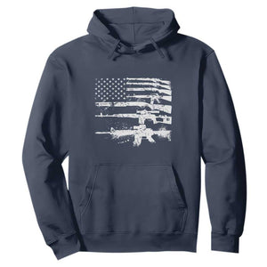 Machine Guns American Flag Hoodie For Gun Owner Lover 2A Retro Vintage TS02 Navy Print Your Wear