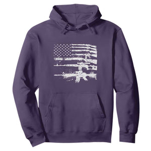 Machine Guns American Flag Hoodie For Gun Owner Lover 2A Retro Vintage TS02 Purple Print Your Wear