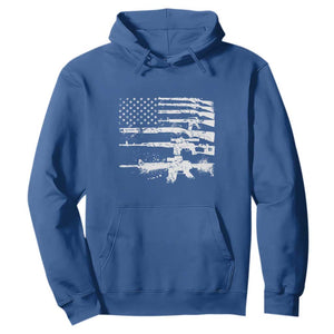 Machine Guns American Flag Hoodie For Gun Owner Lover 2A Retro Vintage TS02 Royal Blue Print Your Wear