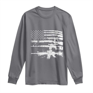 Machine Guns American Flag Long Sleeve Shirt For Gun Owner Lover 2A Retro Vintage TS02 Charcoal Print Your Wear