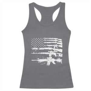 Machine Guns American Flag Racerback Tank Top For Gun Owner Lover 2A Retro Vintage TS02 Charcoal Print Your Wear