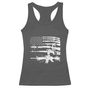 Machine Guns American Flag Racerback Tank Top For Gun Owner Lover 2A Retro Vintage TS02 Dark Heather Print Your Wear