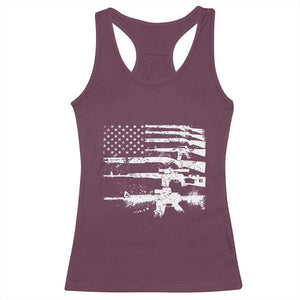 Machine Guns American Flag Racerback Tank Top For Gun Owner Lover 2A Retro Vintage TS02 Maroon Print Your Wear