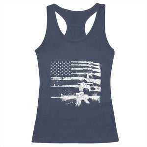 Machine Guns American Flag Racerback Tank Top For Gun Owner Lover 2A Retro Vintage TS02 Navy Print Your Wear