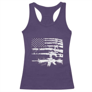 Machine Guns American Flag Racerback Tank Top For Gun Owner Lover 2A Retro Vintage TS02 Purple Print Your Wear