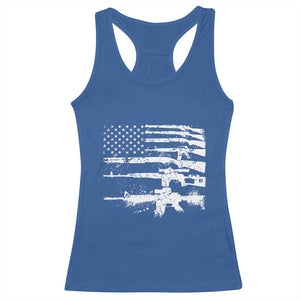 Machine Guns American Flag Racerback Tank Top For Gun Owner Lover 2A Retro Vintage TS02 Royal Blue Print Your Wear