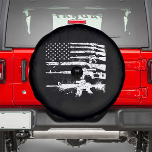 Machine Guns American Flag Spare Tire Cover For Gun Owner Lover 2A Retro Vintage TS02 Black Print Your Wear