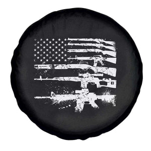 Machine Guns American Flag Spare Tire Cover For Gun Owner Lover 2A Retro Vintage TS02 Print Your Wear