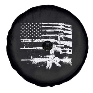 Machine Guns American Flag Spare Tire Cover For Gun Owner Lover 2A Retro Vintage TS02 Print Your Wear