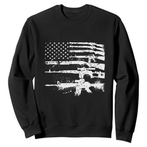 Machine Guns American Flag Sweatshirt For Gun Owner Lover 2A Retro Vintage TS02 Black Print Your Wear