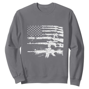 Machine Guns American Flag Sweatshirt For Gun Owner Lover 2A Retro Vintage TS02 Charcoal Print Your Wear