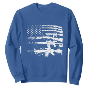 Machine Guns American Flag Sweatshirt For Gun Owner Lover 2A Retro Vintage TS02 Royal Blue Print Your Wear