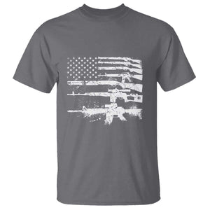 Machine Guns American Flag T Shirt For Gun Owner Lover 2A Retro Vintage TS02 Charcoal Print Your Wear