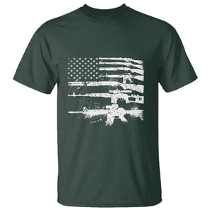 Machine Guns American Flag T Shirt For Gun Owner Lover 2A Retro Vintage TS02 Dark Forest Green Print Your Wear