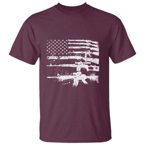 Machine Guns American Flag T Shirt For Gun Owner Lover 2A Retro Vintage TS02 Maroon Print Your Wear