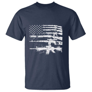 Machine Guns American Flag T Shirt For Gun Owner Lover 2A Retro Vintage TS02 Navy Print Your Wear