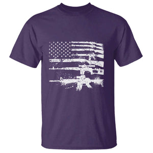 Machine Guns American Flag T Shirt For Gun Owner Lover 2A Retro Vintage TS02 Purple Print Your Wear