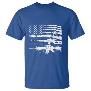 Machine Guns American Flag T Shirt For Gun Owner Lover 2A Retro Vintage TS02 Royal Blue Print Your Wear