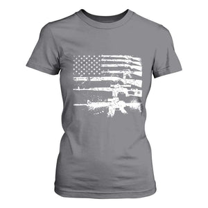 Machine Guns American Flag T Shirt For Women For Gun Owner Lover 2A Retro Vintage TS02 Charcoal Print Your Wear